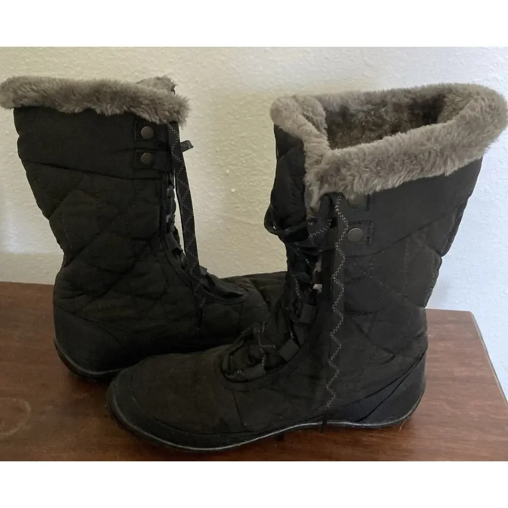 Columbia Minx Mid II Black Waterproof Winter Snow Boots Omni Heat Size 6.5